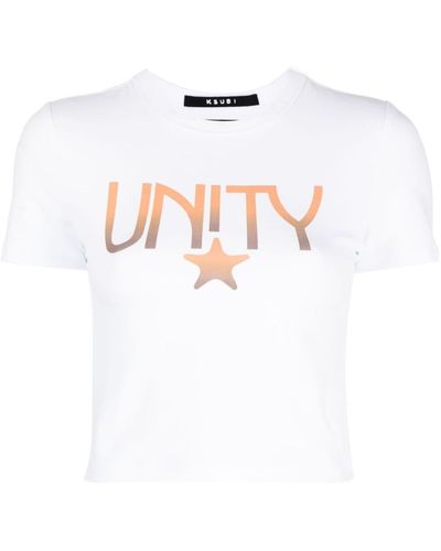 Ksubi T-shirt Unity Star crop - Bianco