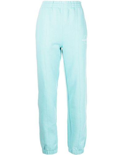 Helmut Lang Pantalon de jogging en coton à logo brodé - Bleu
