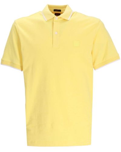 BOSS Logo-appliqué Cotton Polo Shirt - Yellow