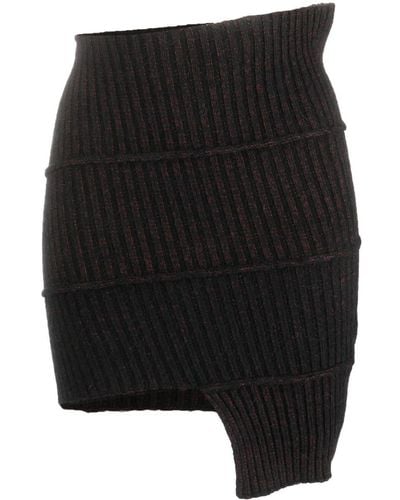 MM6 by Maison Martin Margiela Asymmetric Knitted Cotton-blend Skirt - Black