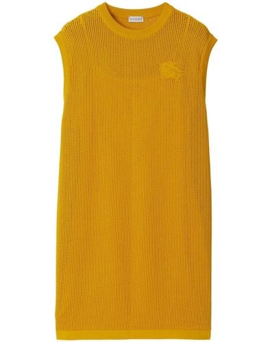 Burberry Ekd-embroidered Mesh Dress - Yellow