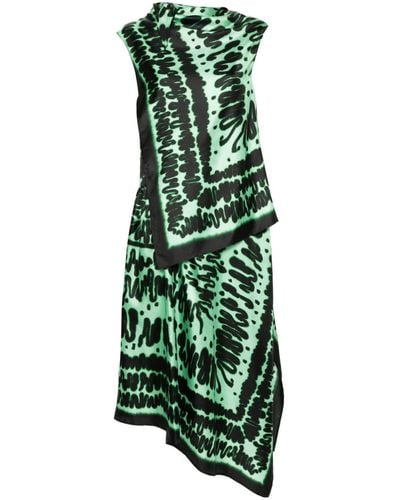 Christian Wijnants Diatou Graphic-print Asymmetric Dress - Green