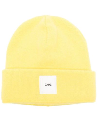 OAMC Logo-patch Ribbed-knit Beanie - Yellow