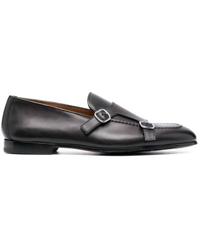 Doucal's Double-buckle Leather Monk Shoes - Grey