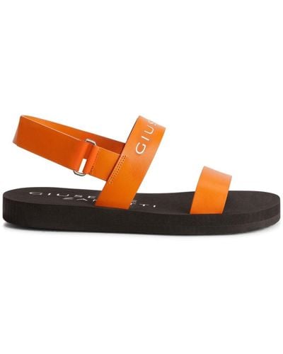 Giuseppe Zanotti Saiph Flat Leather Sandals - Orange