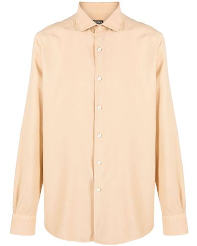 Zegna Spread-collar Silk Shirt - Natural