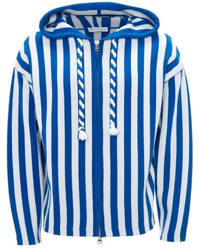 JW Anderson Striped Hooded Cardigan - Blue