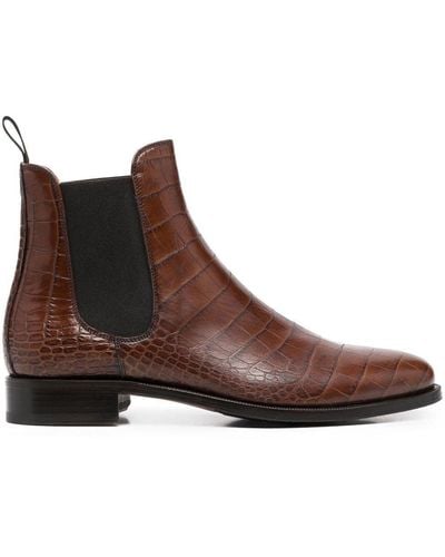 SCAROSSO Giancarlo Crocodile-embossed Boots - Brown