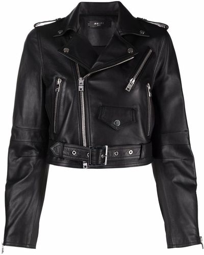 Amiri Zipped Biker Jacket - Black