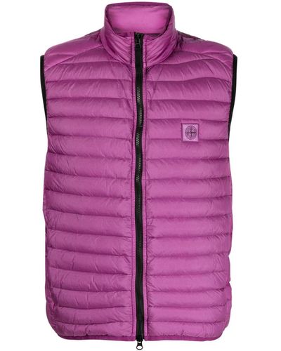 Stone Island Tape-detailing Quilted Gilet - Purple