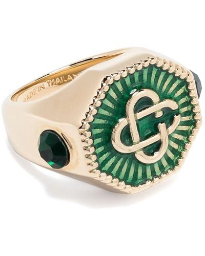 Casablancabrand Embossed-monogram Signet Ring - Green