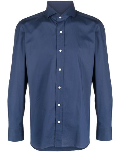 Luigi Borrelli Napoli Spread Collar Cotton-blend Shirt - Blue