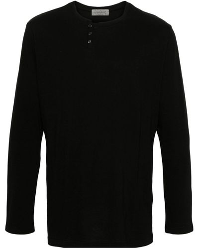 Yohji Yamamoto T-shirt Henry a maniche lunghe - Nero