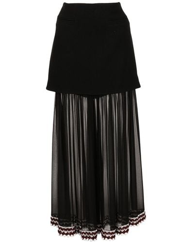 Proenza Schouler Maxi-rok Met Chiffon Vlak - Zwart