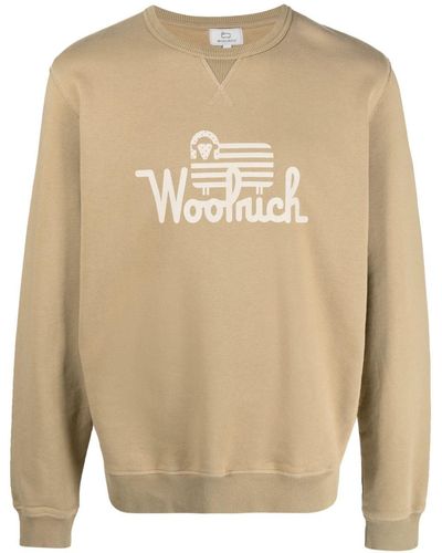 Woolrich Logo-print Organic-cotton Sweatshirt - Natural