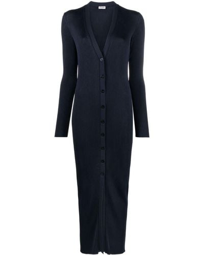 Saint Laurent Ribbed-knit Cardigan Dress - Blue