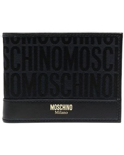 Moschino Monogram Logo Stamp Bi-fold Wallet - Black