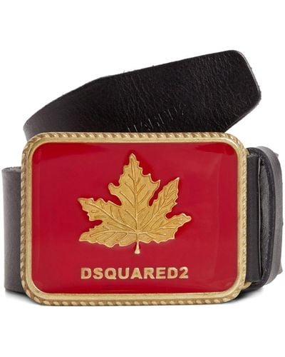 DSquared² Logo-buckle Leather Belt - Red