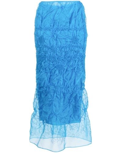 Cecilie Bahnsen Universe Denali-embroidered Maxi Skirt - Blue