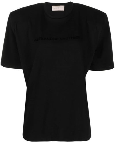 Alexandre Vauthier Camiseta con hombros acolchados - Negro