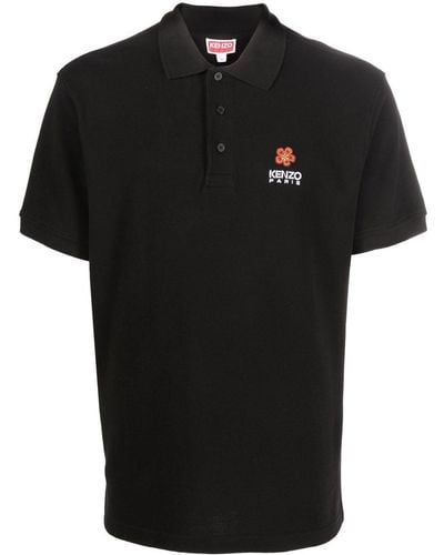 KENZO Poloshirt Met Bloemenprint - Zwart
