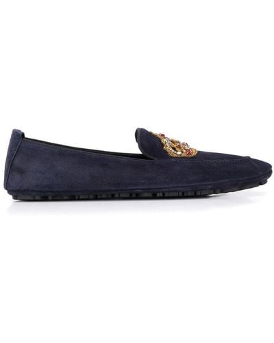 Dolce & Gabbana Loafers Met Kroon Patch - Blauw