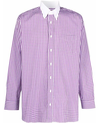 Mackintosh Roma Button-down Gingham-check Shirt - Purple