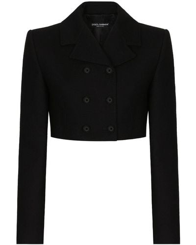 Dolce & Gabbana Kurze Zweireihige Jacke Aus Twill - Schwarz