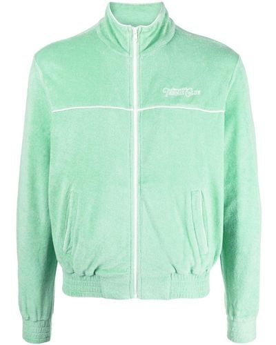 Sporty & Rich Logo-embroidered Terry-cloth Cardigan - Green