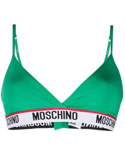 Moschino Logo-tape Triangle Bra - Green