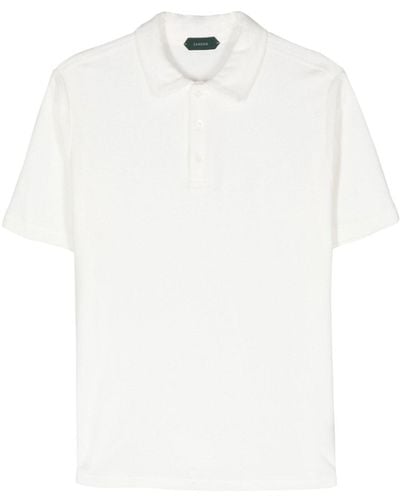 Zanone Terry-cloth Cotton Polo Shirt - White