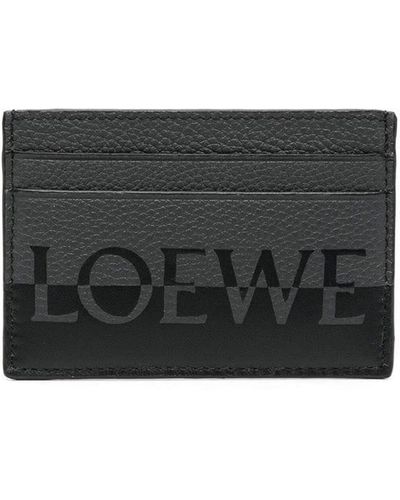 Loewe Logo-print Calf Leather Cardholder - Grey