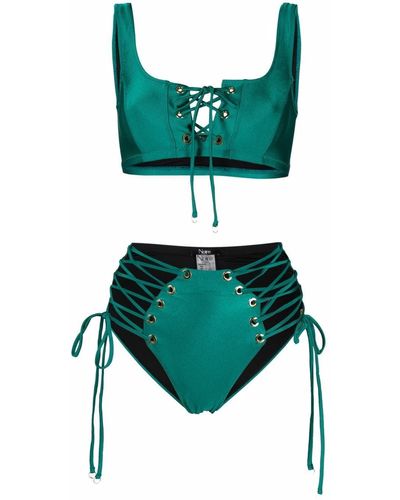 Noire Swimwear Metallic-Bikini - Grün