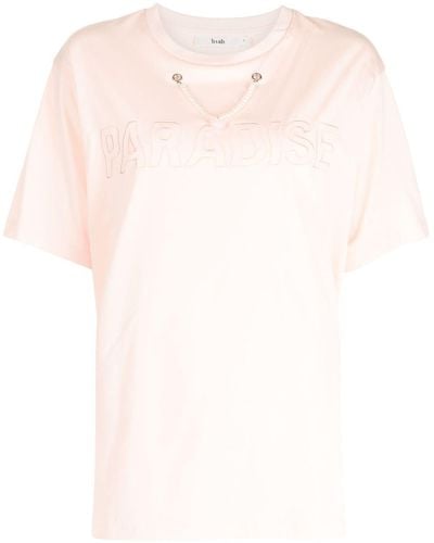 B+ AB Chain-detail Cotton T-shirt - Pink