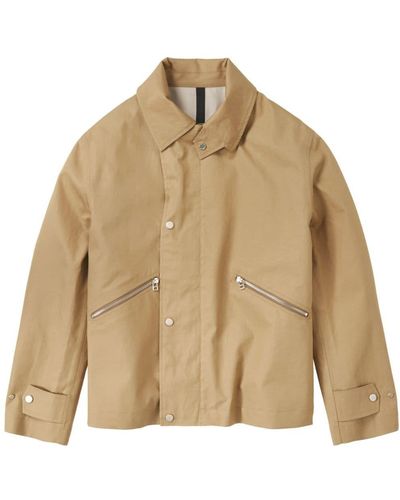 Closed Press-stud Gabardine Windbreaker - Natural