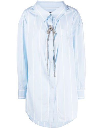 Alexander Wang Crystal-embellished Striped Cotton Shirt - Blue