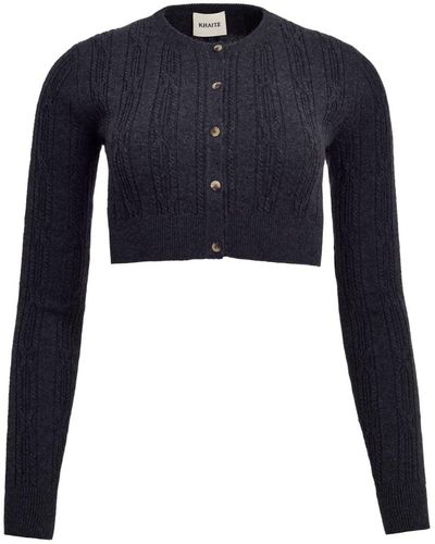 Khaite Alaska Cropped Cashmere Cardigan - Blue