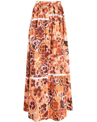 Vivetta Floral-print Maxi Skirt - Orange