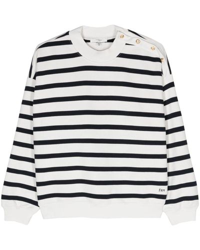 FRAME Striped Cotton-blend Sweatshirt - White