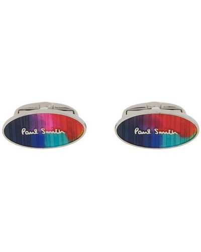 Paul Smith Logo print cufflinks - Azul