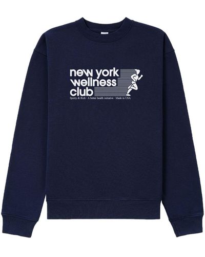 Sporty & Rich Usa Wellness Club Cotton Sweatshirt - Blue
