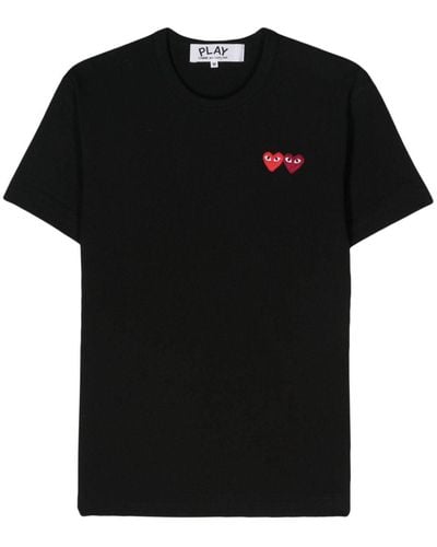 COMME DES GARÇONS PLAY T-shirt à appliqué double cœur - Noir