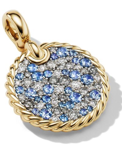 David Yurman 18kt Yellow Gold Elements Diamond And Sapphire Pendant - Blue