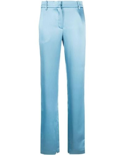 Magda Butrym Silk Satin Straight-leg Pants - Blue