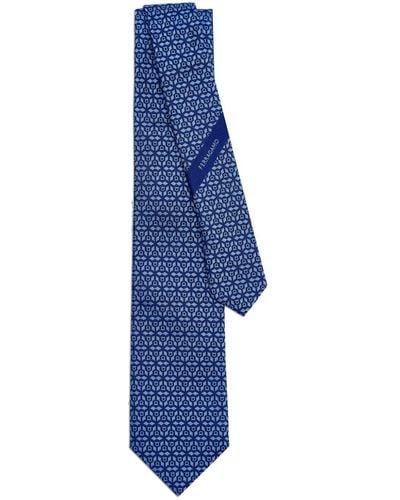 Ferragamo Logo-jacquard motif silk tie - Azul