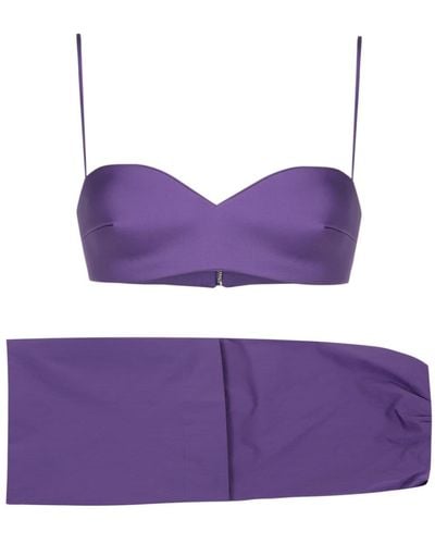 Adriana Degreas Bikini Top And Skirt Set - Purple