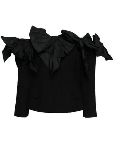 Oscar de la Renta Oversized-bow Off-shoulder Top - Black