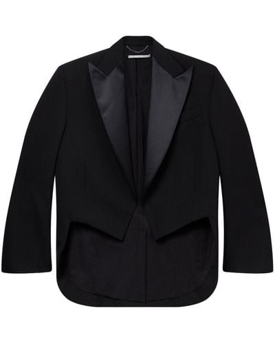 Stella McCartney Cropped Wool Tuxedo Blazer - Black