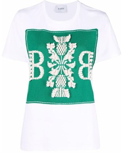 Barrie Cashmere-patch Cotton T-shirt - Green