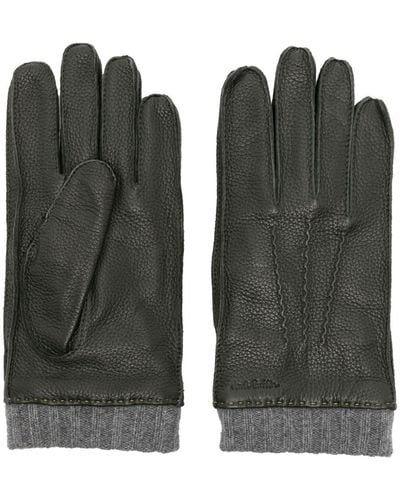 Paul Smith Ribbed-cuffs Leather Gloves - Black